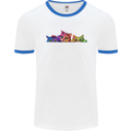 Three Colourful Cats Mens Ringer T-Shirt White/Royal Blue