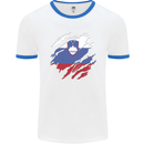 Torn Slovenia Flag Slovenian Day Football Mens Ringer T-Shirt White/Royal Blue