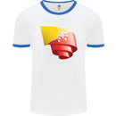 Curled Bhutan Flag Bhutanese Day Football Mens Ringer T-Shirt White/Royal Blue
