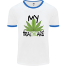 Weed My HealTHCare Cannabis Funny THC Mens Ringer T-Shirt White/Royal Blue