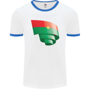 Curled Burkina Faso Flag Day Football Mens Ringer T-Shirt White/Royal Blue