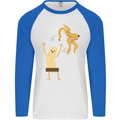 Get Naked Censored Banana Funny Mens L/S Baseball T-Shirt White/Royal Blue