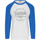 Vintage Year 36th Birthday 1987 Mens L/S Baseball T-Shirt White/Royal Blue