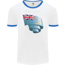 Curled Tuvalu Flag Tuvaluan Day Football Mens Ringer T-Shirt White/Royal Blue