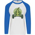 Gym Bean Bodybuilding Gym Training Mens L/S Baseball T-Shirt White/Royal Blue