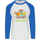 Education Is Freedom Teaching Teacher Mens L/S Baseball T-Shirt White/Royal Blue