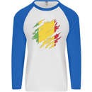 Torn Mali Flag Malian Day Football Mens L/S Baseball T-Shirt White/Royal Blue