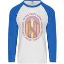 Breast Cancer Awareness Fights Alone Mens L/S Baseball T-Shirt White/Royal Blue