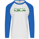 Animals Are Friends Not Food Vegan Mens L/S Baseball T-Shirt White/Royal Blue
