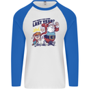 Christmas Santa Naughty List Funny Xmas Mens L/S Baseball T-Shirt White/Royal Blue