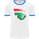 Curled Hungary Flag Hungarian Day Football Mens Ringer T-Shirt White/Royal Blue