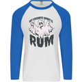 Funny Halloween Alcohol Rum Spirit Ghost Mens L/S Baseball T-Shirt White/Royal Blue