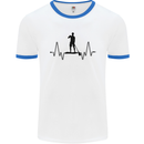 Paddleboard ECG Paddleboarding Pulse Mens Ringer T-Shirt White/Royal Blue