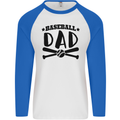 Fathers Day Baseball Dad Funny Mens L/S Baseball T-Shirt White/Royal Blue