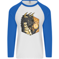 Dragon Dice RPG Role Playing Games Fantasy Mens L/S Baseball T-Shirt White/Royal Blue