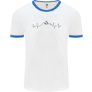 Mountain ECG Hiking Trekking Climbing Pulse Mens Ringer T-Shirt White/Royal Blue