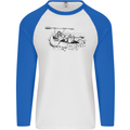 Dinghy Rapids White Water Rafting Whitewater Mens L/S Baseball T-Shirt White/Royal Blue