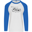 Dinghy Rapids White Water Rafting Whitewater Mens L/S Baseball T-Shirt White/Royal Blue