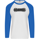 Snowboarding Snow Board Snowboarder Mens L/S Baseball T-Shirt White/Royal Blue