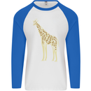 Giraffe Ecology Mens L/S Baseball T-Shirt White/Royal Blue