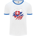 Torn Slovakia Flag Slovakia Day Football Mens Ringer T-Shirt White/Royal Blue