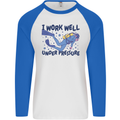 Scuba Diving Work Well Under Pressure Diver Mens L/S Baseball T-Shirt White/Royal Blue