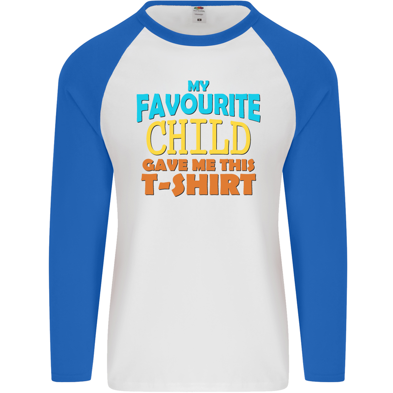 My Favourite Child Gave Me This Fathers Day Mens L/S Baseball T-Shirt White/Royal Blue