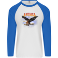 Eagle America Dreamer Soul Mens L/S Baseball T-Shirt White/Royal Blue