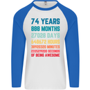 74th Birthday 74 Year Old Mens L/S Baseball T-Shirt White/Royal Blue