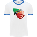Curled Saint Kitts and Nevis Flag Day Football Mens Ringer T-Shirt White/Royal Blue