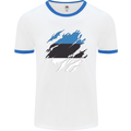 Torn Estonia Flag Estonian Day Football Mens Ringer T-Shirt White/Royal Blue