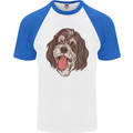 Bernedoodle Dog Mens S/S Baseball T-Shirt White/Royal Blue