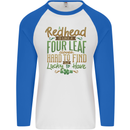 St Patricks Day Redhead Ginger Funny Irish Mens L/S Baseball T-Shirt White/Royal Blue