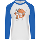 Dinosaur Halloween T-Rex Mens L/S Baseball T-Shirt White/Royal Blue