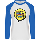 Gay and Proud LGBT Pride Awareness Mens L/S Baseball T-Shirt White/Royal Blue