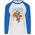 Santalorian Funny Christmas Parody Xmas Mens L/S Baseball T-Shirt White/Royal Blue