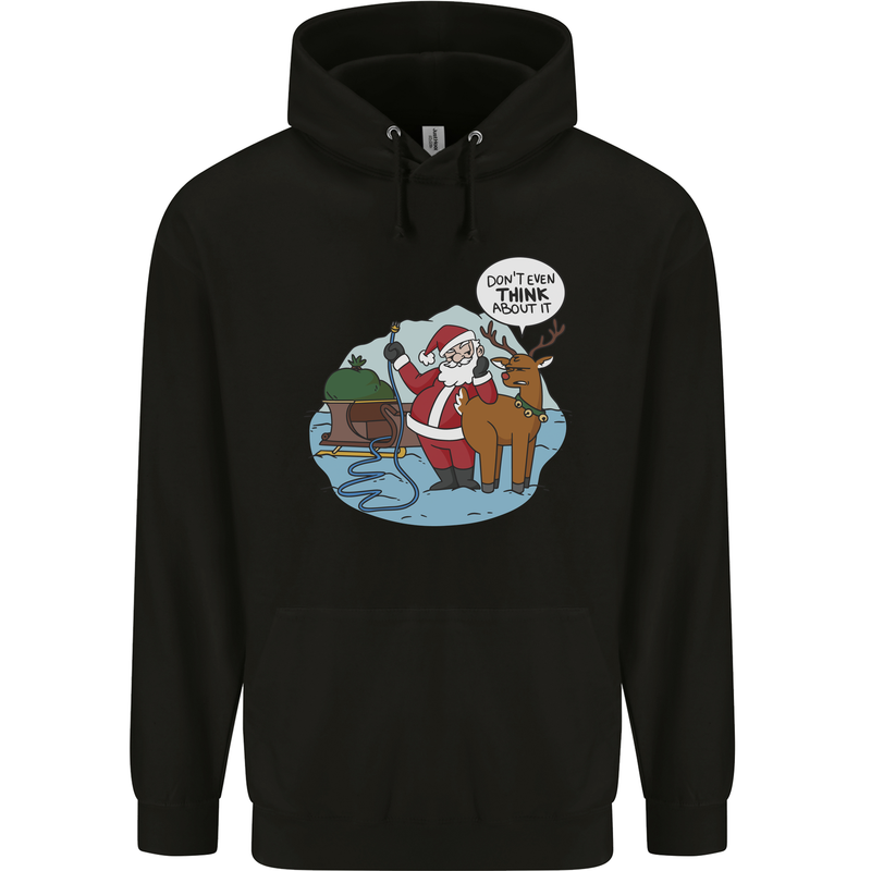Rude Santa & Rudolf Christmas Funny Xmas Childrens Kids Hoodie Black