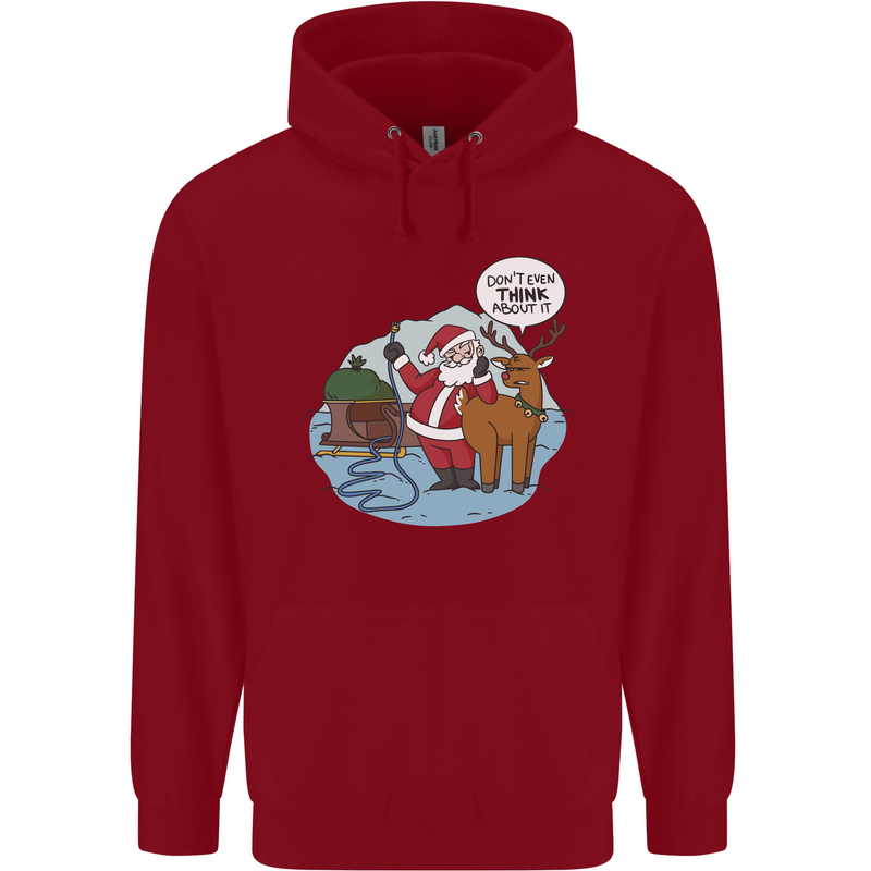 Rude Santa & Rudolf Christmas Funny Xmas Childrens Kids Hoodie Red