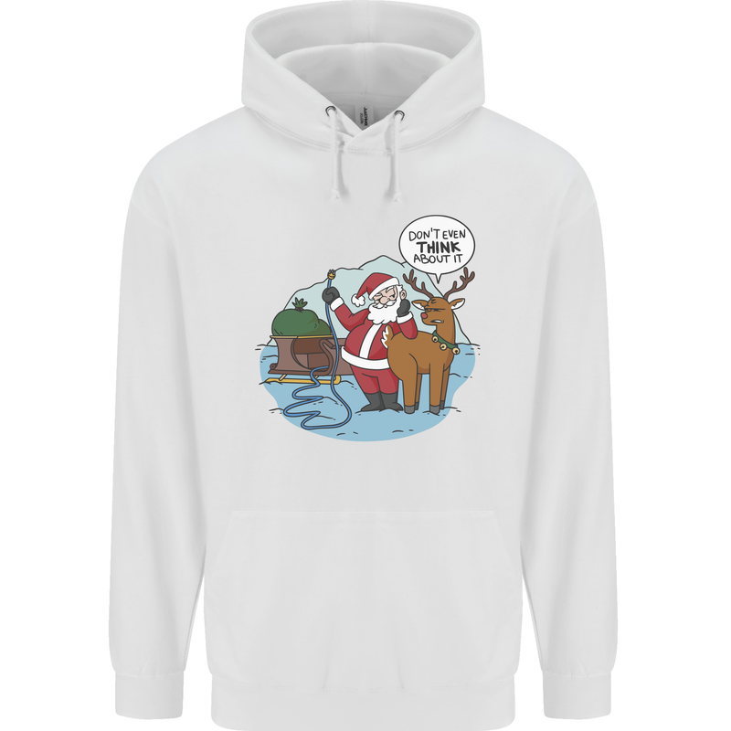 Rude Santa & Rudolf Christmas Funny Xmas Childrens Kids Hoodie White