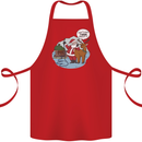 Rude Santa & Rudolf Christmas Funny Xmas Cotton Apron 100% Organic Red
