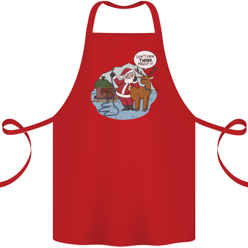 Rude Santa & Rudolf Christmas Funny Xmas Cotton Apron 100% Organic Red