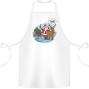 Rude Santa & Rudolf Christmas Funny Xmas Cotton Apron 100% Organic White