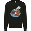 Rude Santa & Rudolf Christmas Funny Xmas Kids Sweatshirt Jumper Black