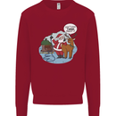 Rude Santa & Rudolf Christmas Funny Xmas Kids Sweatshirt Jumper Red