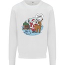 Rude Santa & Rudolf Christmas Funny Xmas Kids Sweatshirt Jumper White