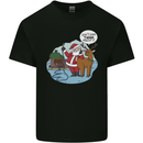 Rude Santa & Rudolf Christmas Funny Xmas Kids T-Shirt Childrens Black