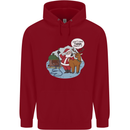 Rude Santa & Rudolf Christmas Funny Xmas Mens 80% Cotton Hoodie Red