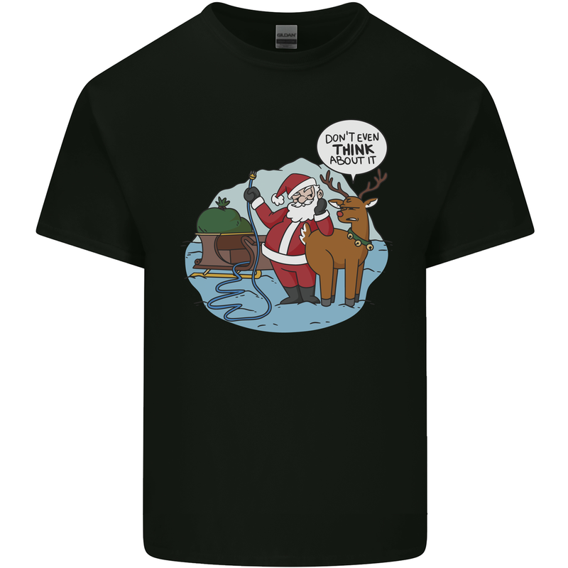 Rude Santa & Rudolf Christmas Funny Xmas Mens Cotton T-Shirt Tee Top Black