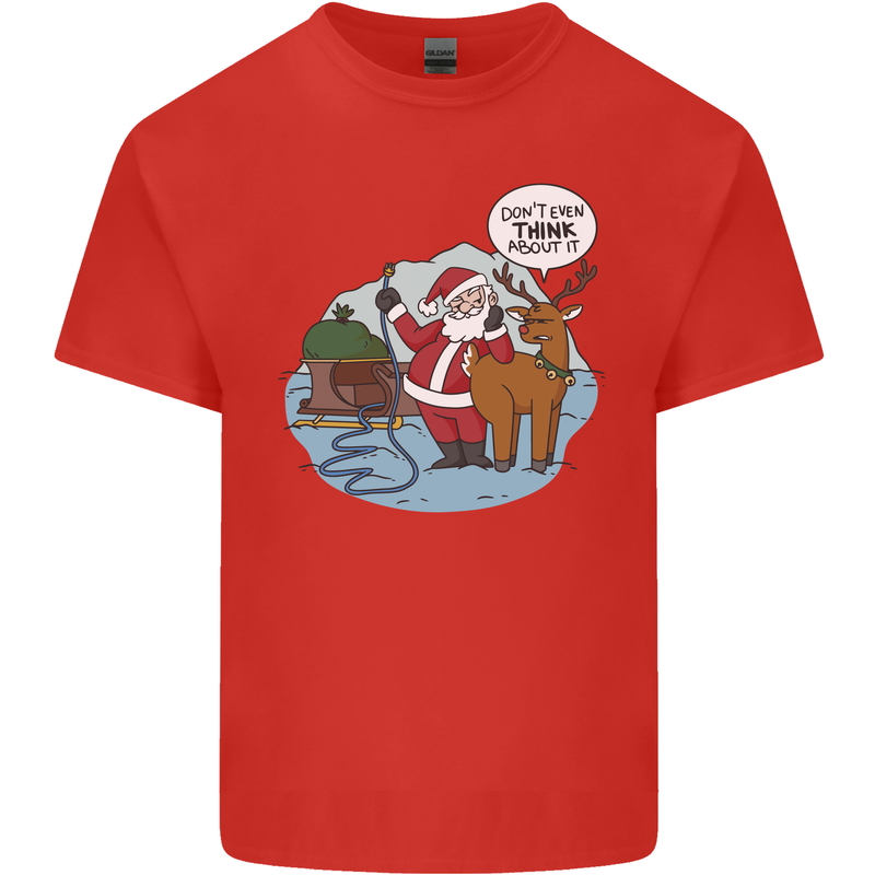 Rude Santa & Rudolf Christmas Funny Xmas Mens Cotton T-Shirt Tee Top Red