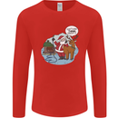 Rude Santa & Rudolf Christmas Funny Xmas Mens Long Sleeve T-Shirt Red